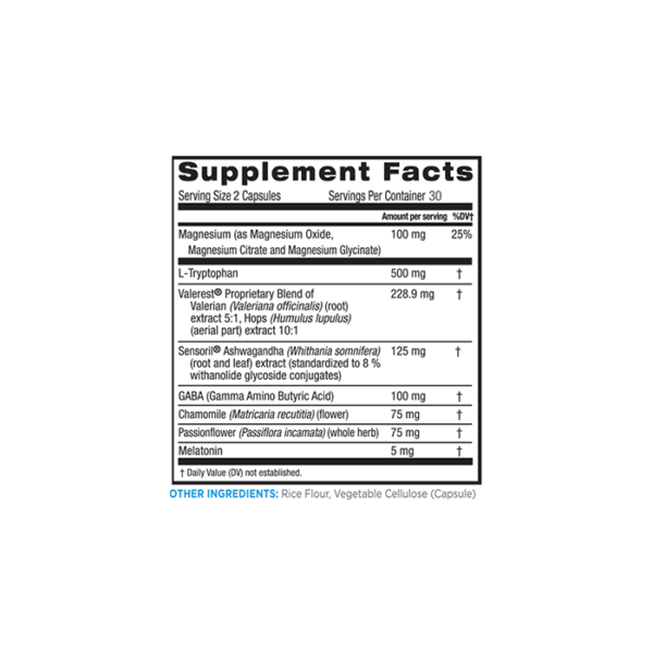 Supplement Facts of Relaxium Sleep