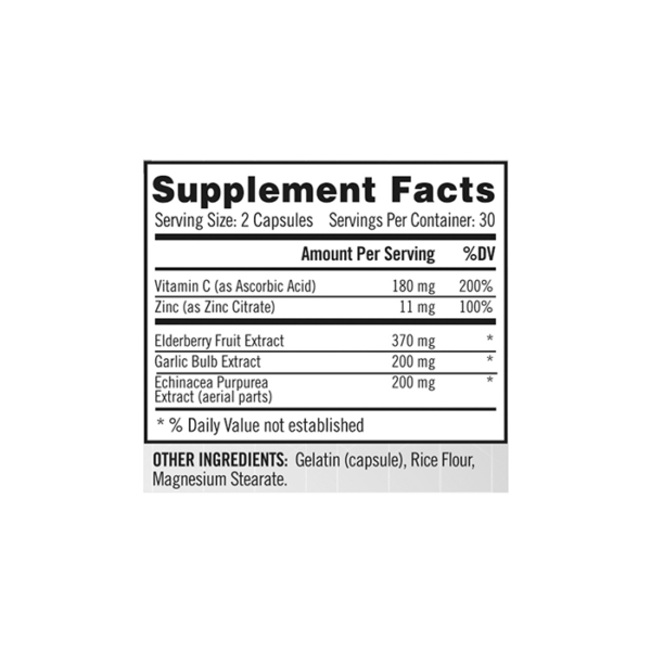 Supplement Facts of Relaxium Immune